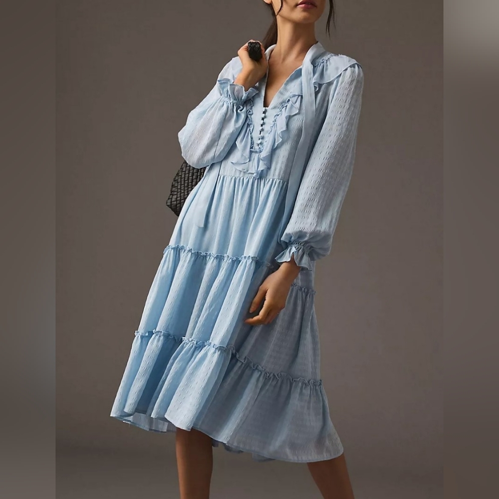 Anthropoligie Blue Tiered Dress